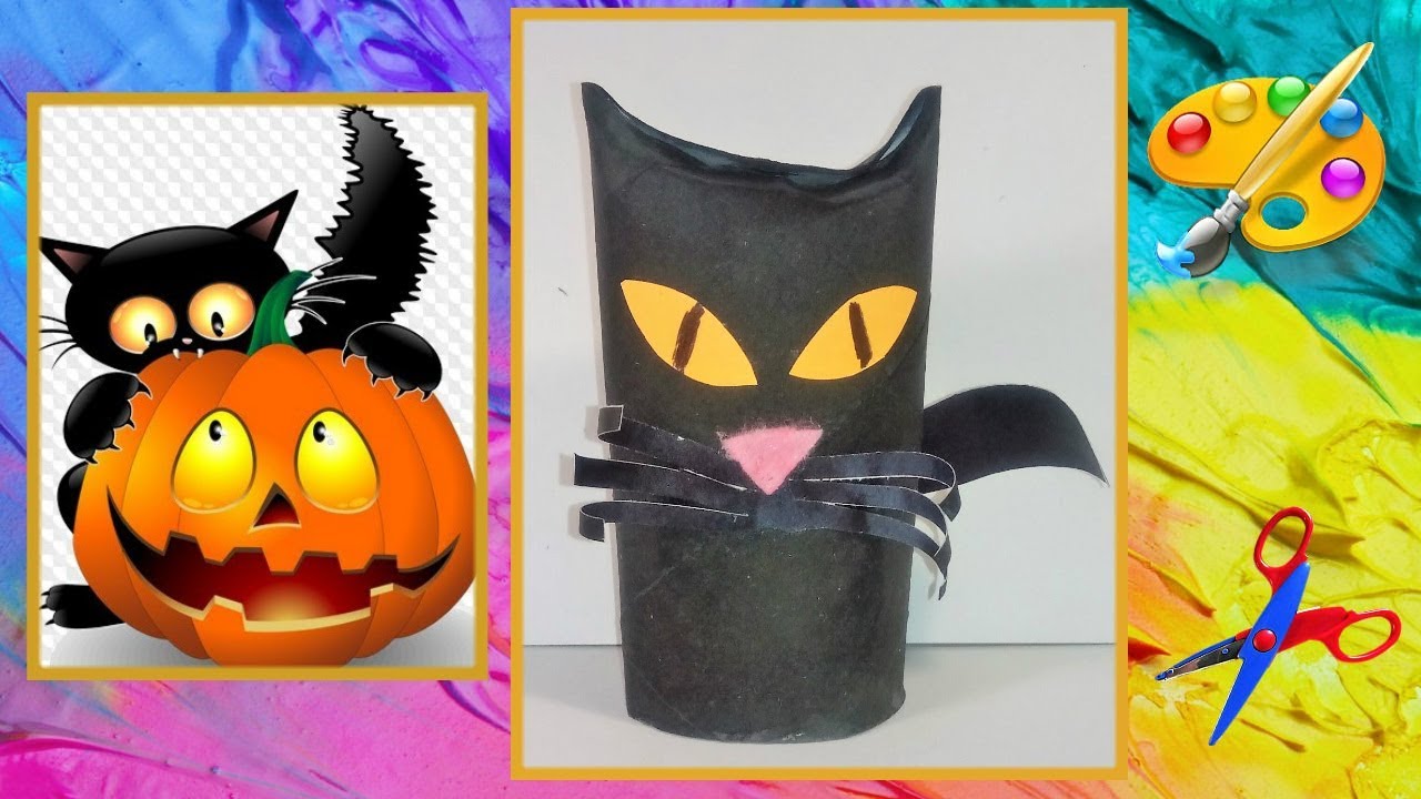 DIY Супер просто . Черная кошка на Хэллоуин.  A Black cat for Halloween