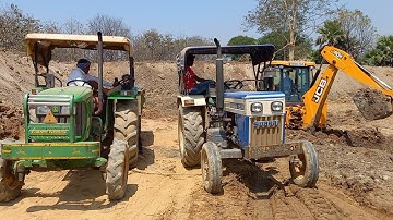 New JCB 3dx Backhoe Machine Making Pond And Loading Mud In Swaraj And Johndeere Tractors | Jcp Video