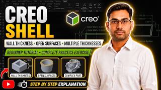 Creo Parametric Shell Command Tutorial | Beginner Practice Exercise | Shell in Creo
