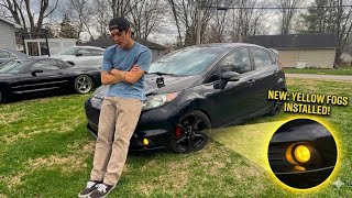 Недорогая реплика фар Gymkana для Fiesta ST (установка желтых противотуманных фар с eBay)