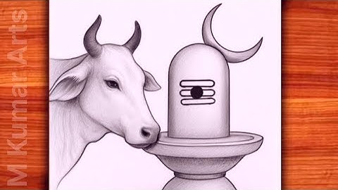 How to draw Mahadev shivling Pencile drawing with cow Nandi