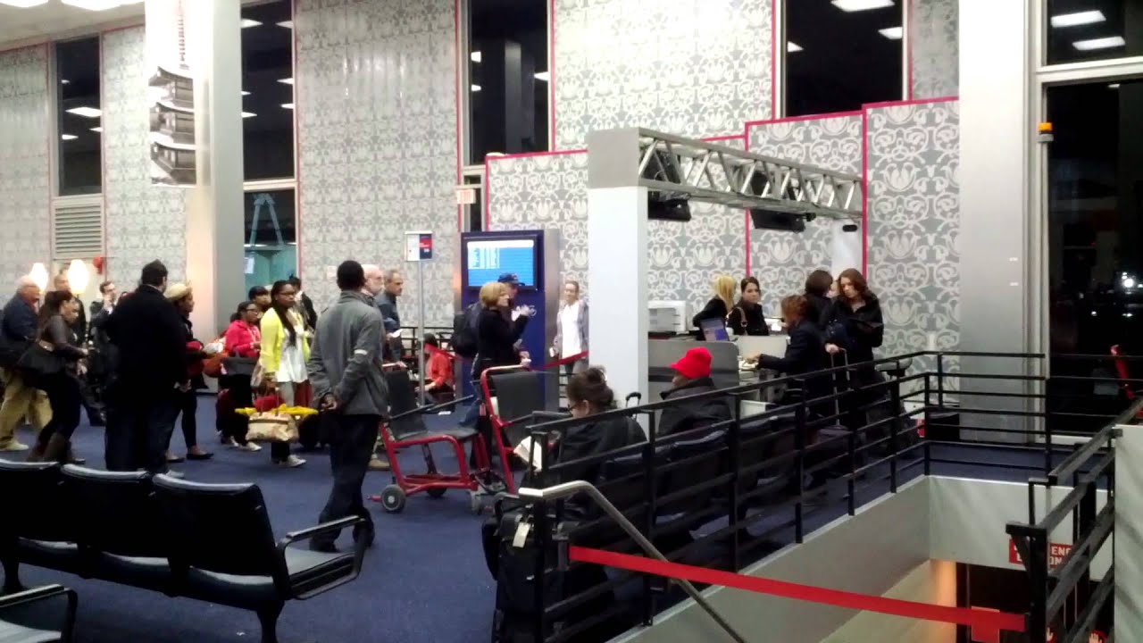 The scene at JFK Delta Terminal 2. Fire alarms YouTube