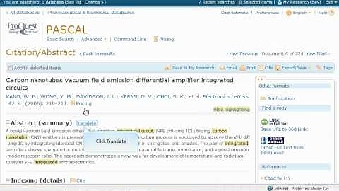 Translation Tool on ProQuest Dialog