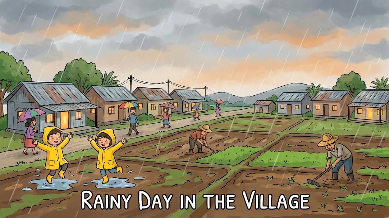 Village Life in Rainy Day, Beautiful Rainy Day Village Life, Rural Working Life