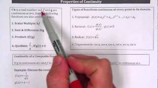 Calc Lecture 1.4 Continuity and One Sided Limits