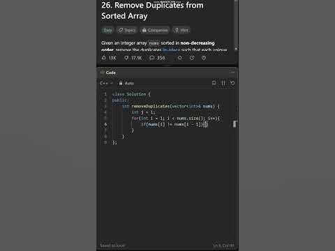 Remove Duplicates from Sorted Array | Leetcode | C++ | Coding ...