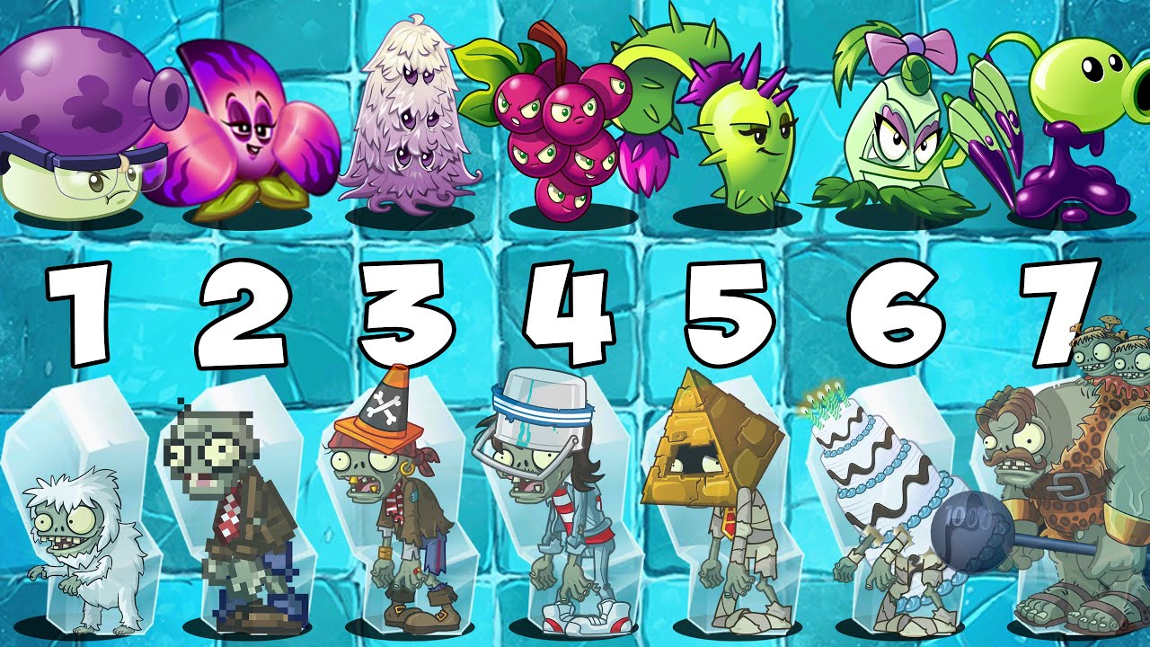 PvZ 2 Challenge - All Plants Power Up vs 35 Frozen Random Team Zombies ...