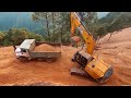 Digging Mountain Road, Loading Dump Trucks with Excavator | Excavator Planet