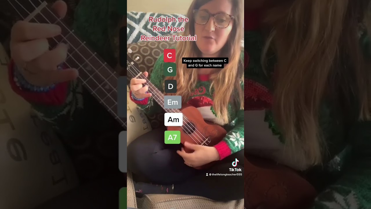 EASY CHRISTMAS SONGS for Ukulele Beginners Part 3 Rudolph the Red