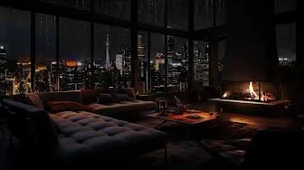 Relaxing City Rain & Fireplace Crackles – Perfect Ambience for Sleep 🌧️🔥🌆