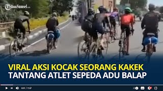 Aksi Kocak Seorang Kakek Tantang Atlet Sepeda Adu Balap, Warganet: Pakai Turbo