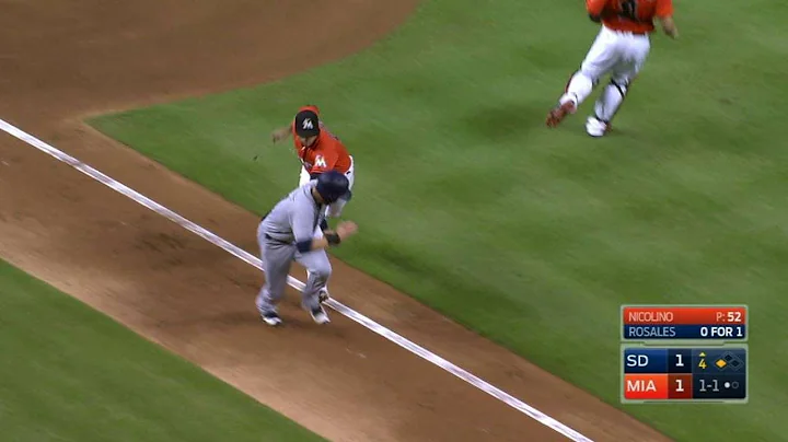 SD@MIA: Marlins catch Schimpf in a rundown