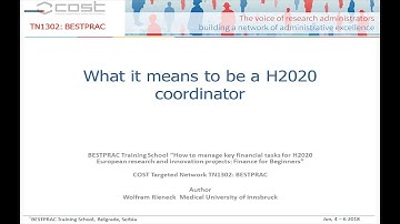 BESTPRAC - What it means to be a H2020 coordinator