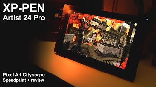 XP-PEN Artist 24 Pro - Pixel Art Cityscape Speedpaint   review
