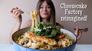 Creamy Mafaldine Madeira MUKBANG w/ Crispy Chicken, Mushrooms, Lemony Arugula + Prosciutto Crumbs!