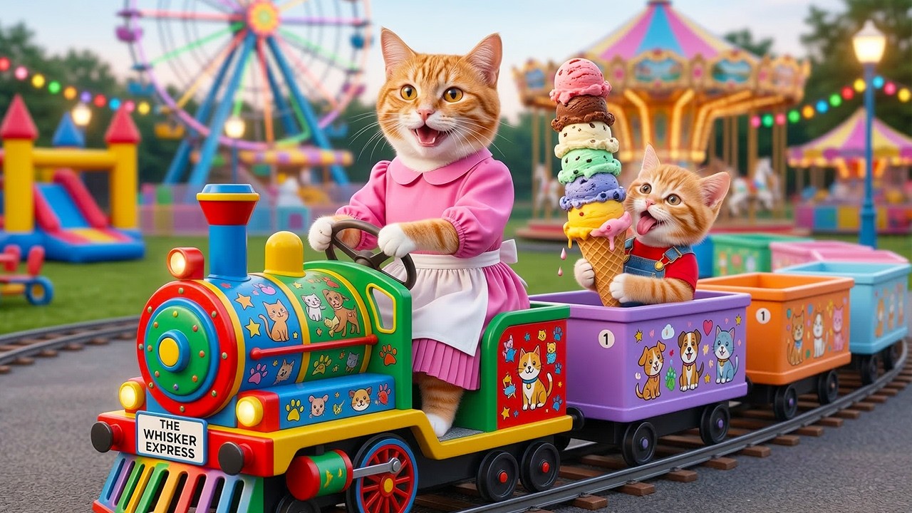 🐱🚂 Smart Kitten & Mama Cat Work Hard to Earn Money for Their Dream ...