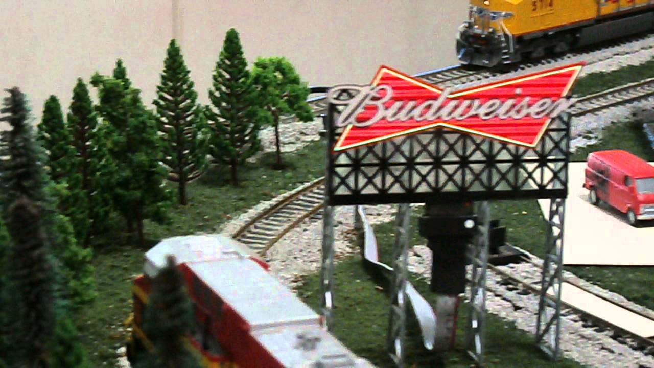 HO scale neon Budweiser billboard - YouTube