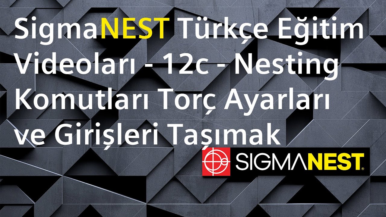 SigmaNEST Türkçe Eğitim Videoları - 12c - Nesting Komutları Torç Ayarları ve Girişleri Taşımak