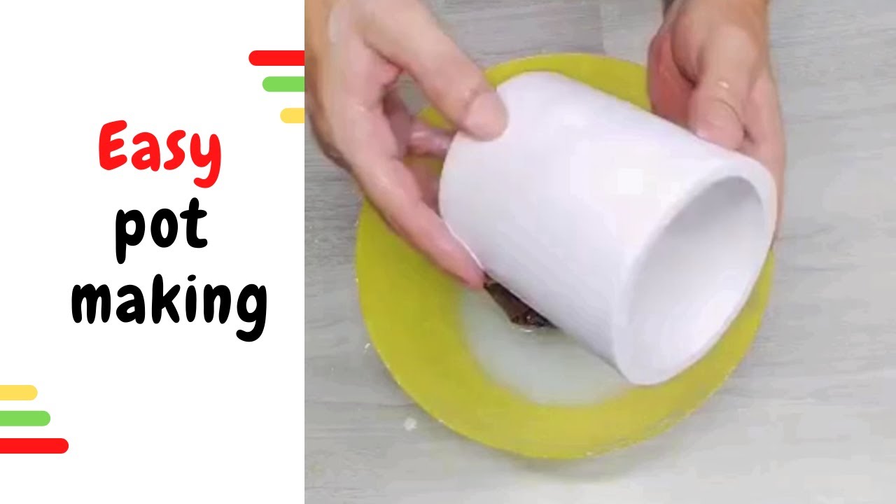 Easy way to make a plant pot. White cement crafts