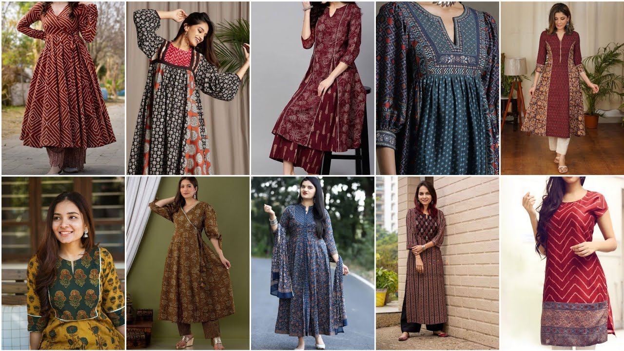 50+ ajrakh hand block print kurta set designs |ajrakh print kurta designs |Kutch ajrakh print kurta