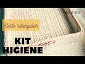 Kit Higiene - Cesto retangular - Completo - Em crochê com fio de malha - (Novelo Rosa) PARTE 2