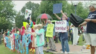 Dozens Protest President Trump's Visit to Cracker Plant