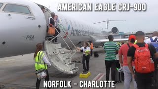 Full Flight: American Eagle CRJ-900 Norfolk to Charlotte (ORF-CLT)