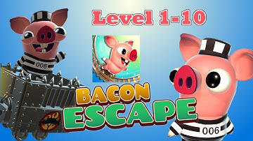Bacon Escape - Walkthrough Level 1-10 (No Death) HD