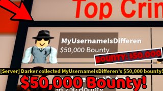 Getting a 50,000 BOUNTY!! in Roblox Jailbreak (No Cheats)