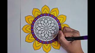 Golden Bloom Mandala Coloring Page | Relaxing Floral Art Golden Bloom Mandala Coloring Page | Relaxing Floral Art