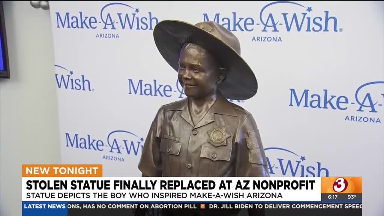 Stolen statue finally replaced at make a wish arizona youtube
