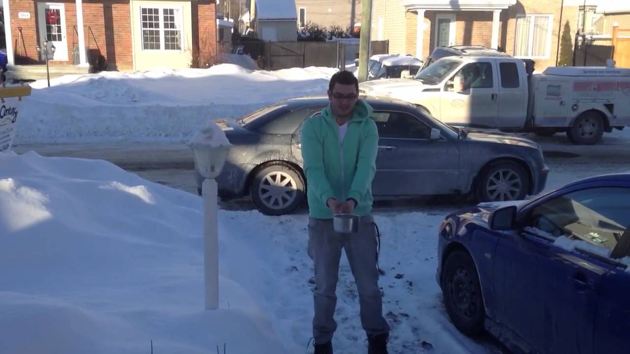 30 outside hot water turns to snow YouTube