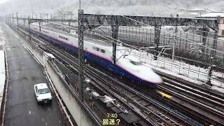 雪の上毛高原駅朝の一時間！上越新幹線＆上越線貨物列車