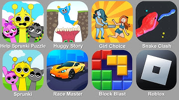 Help Sprunki Tricky Story,Huggy Story,Zombie Escape,Snake Clash,Barry