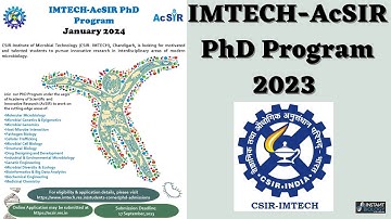 IMTECH-AcSIR PhD Program 2023| Apply Now!!