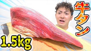 【大食い】1.5kgの牛タンを丸ごと2人で食べきれるのか！？