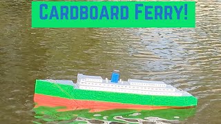floating cardboard ship. Car ferry.