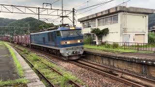 EF510形508号機牽引 上り貨物列車遅3098レ(札幌タ→福岡タ/東青森まで98レ, 吹田タから2071レ) 越後広田駅1番ホーム通過