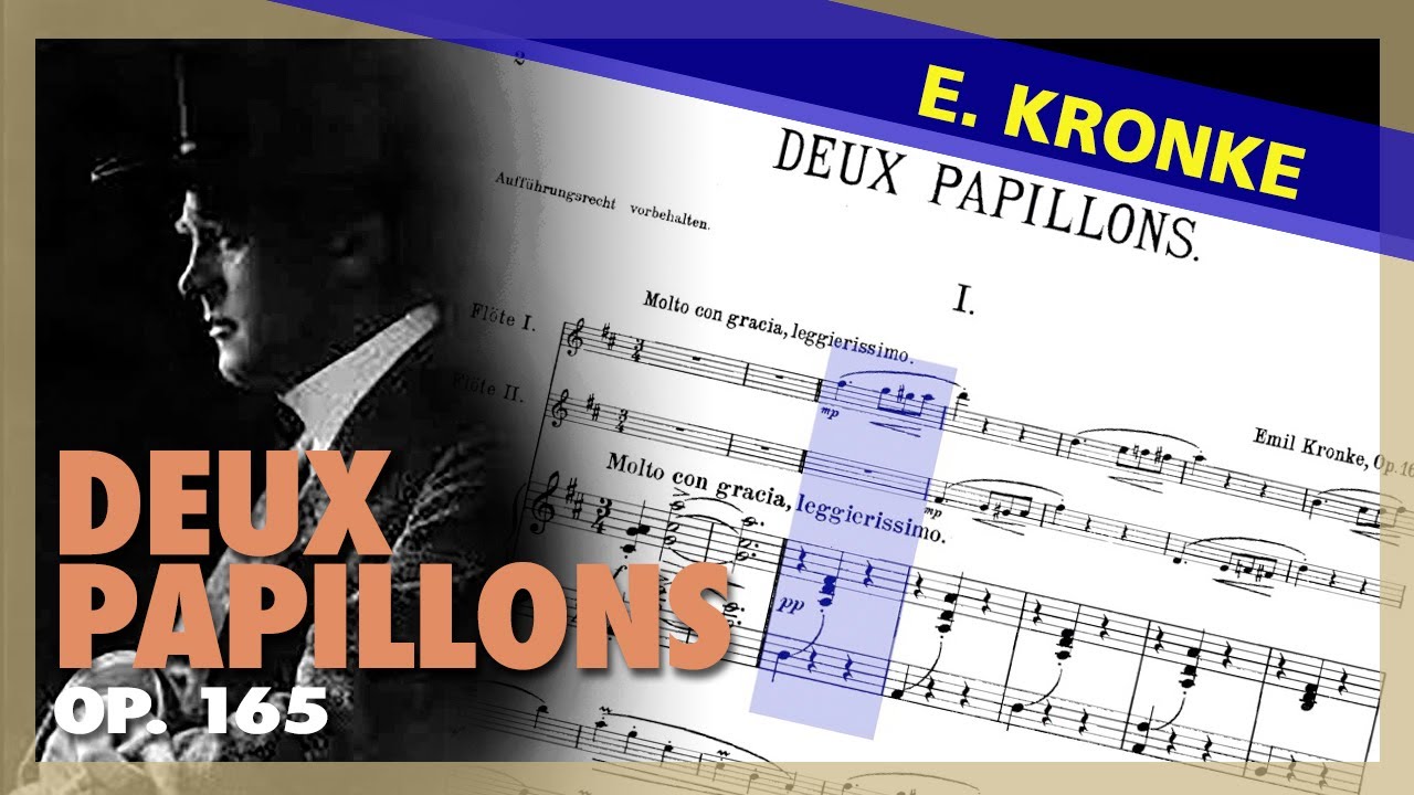 🎼E. KRONKE - Deux Papillons Op 165 [2 FLUTES & Piano] - (Sheet Music Scrolling)