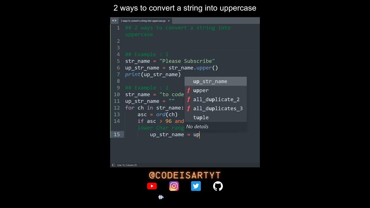2 ways to convert a string into uppercase in Python | Python Examples ...