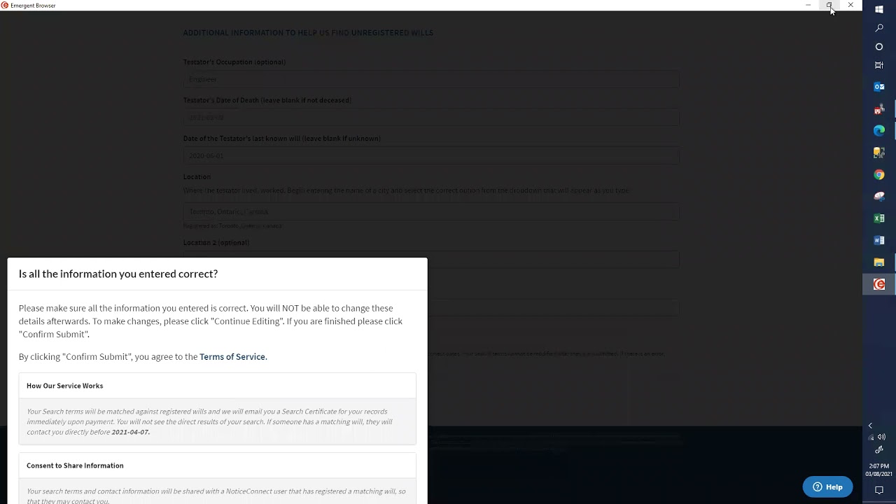 How to search for a Will and file a Notice to Creditors in Emergent's software