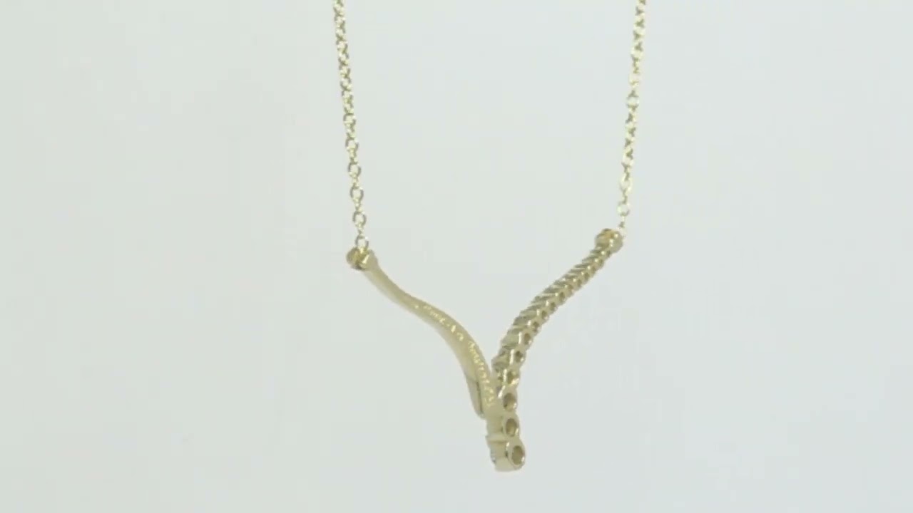 Natural Diamond “V” Station Journey Necklace .40CT 14K Yellow Gold