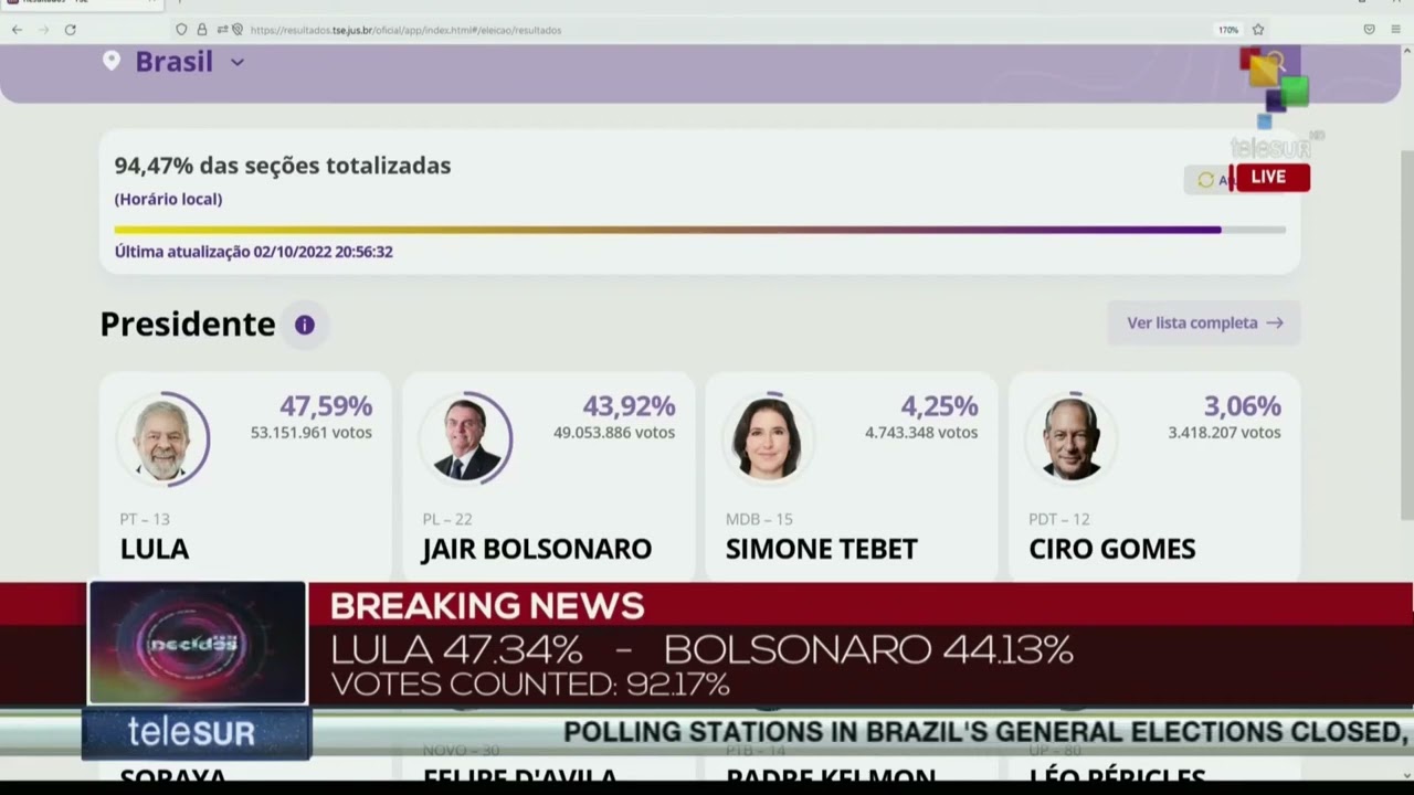 Lula leads Bolsonaro in Brazil election as first votes tallied