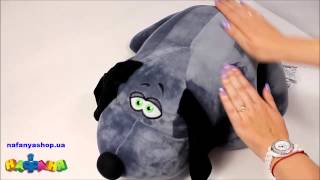 Собака Джой большая велюр серая и коричневая Собака Джой большая велюр серая и коричневая