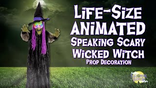 Halloween Haunters | Life-Size Animated Speaking Scary Wicked Witch Prop Decoration