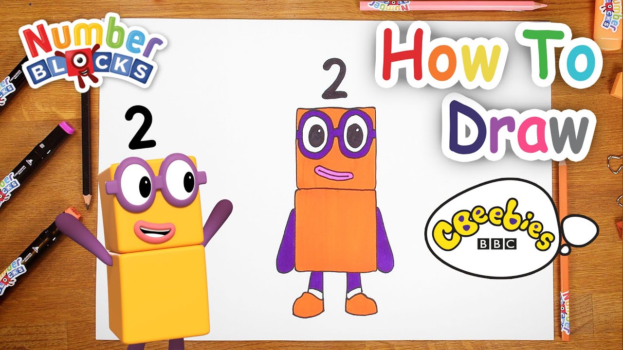 Play: Numberblocks: How to Draw Number 2, a five-minute watch-then-draw session