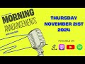 Thursday November 21st, 2024