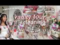🩰 VANITY TOUR  clean with me for 2024- aesthetic makeup & skincare collection | organization storage