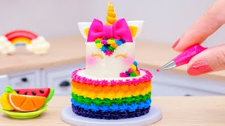 Amazing Miniature Rainbow Unicorn Cake Make Skill - Delicious Tiny Desserts From Tropical Fruits