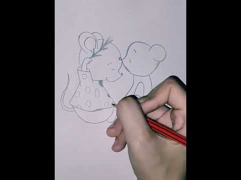 How to draw a cute mice couple in an easy way